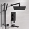 Matte Black Tub and Shower Faucet with Rain Shower Head and Hand Shower